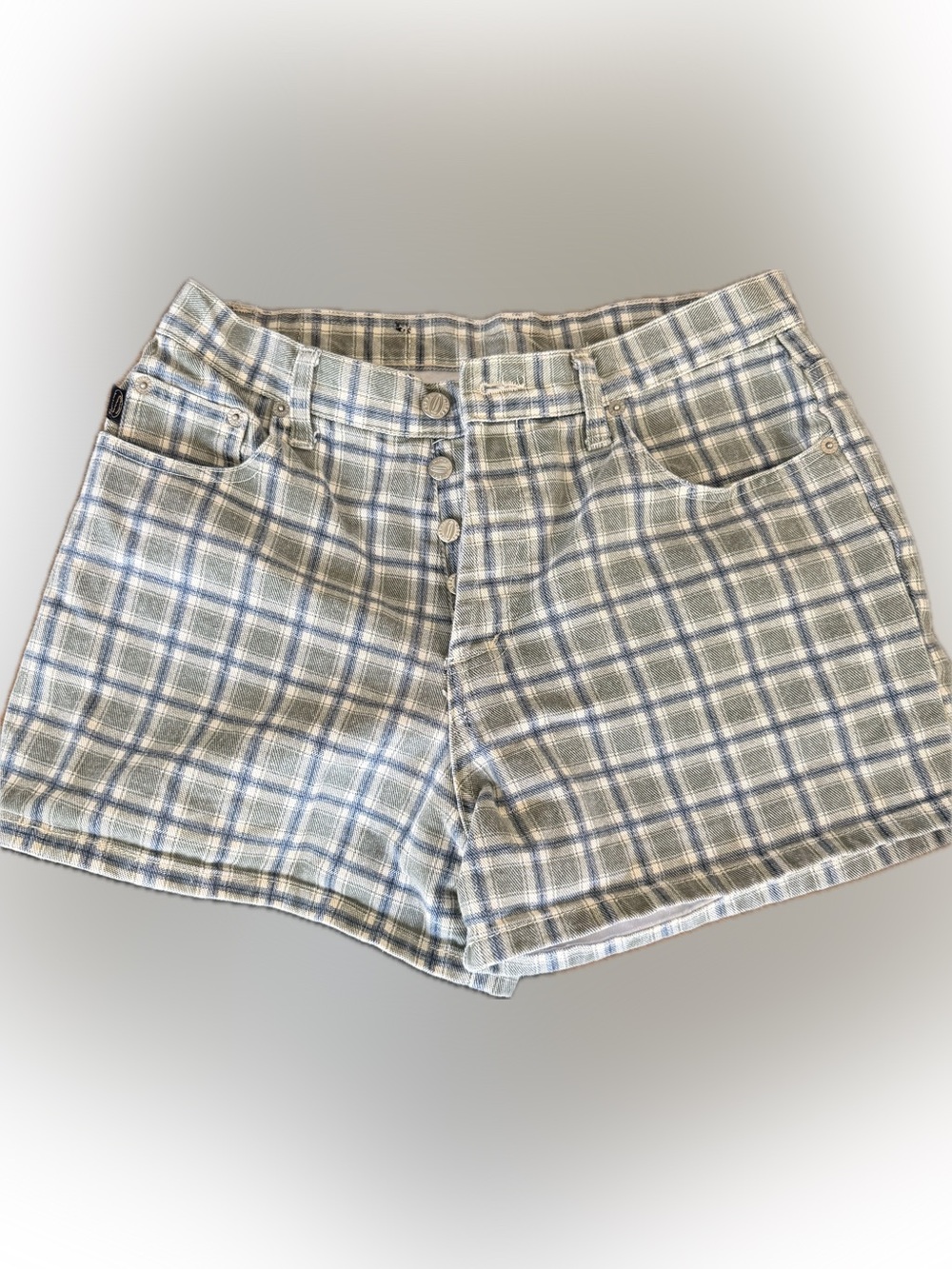 VINTAGE STEEL DENIM PLAID SHORTS